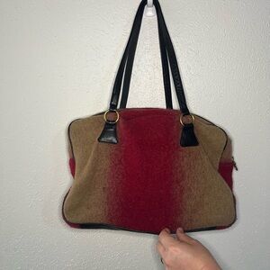 Elegant Red and Tan Shoulder Bag